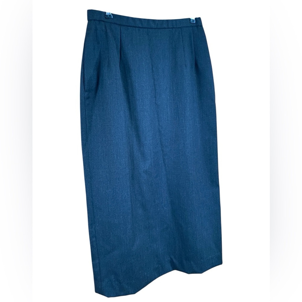 Vintage Pendleton Solid Gray Midi Skirt Pockets S… - image 1